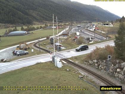 Oberwald: Blick zu den Bahnhöfen der Dampfbahn Furka-Bergstrecke und der Matterhorn-Gotthard-Bahn