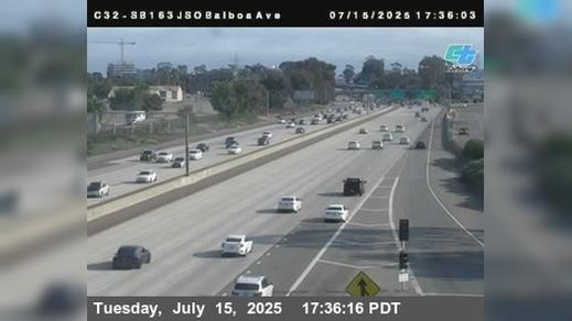 Traffic Cam Kearny Mesa › South: C032) SR-163 : Just South Of Balboa Avenue