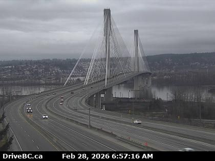 Traffic Cam Surrey › North: Hwy 1 at Port Mann Bridge, looking westbound