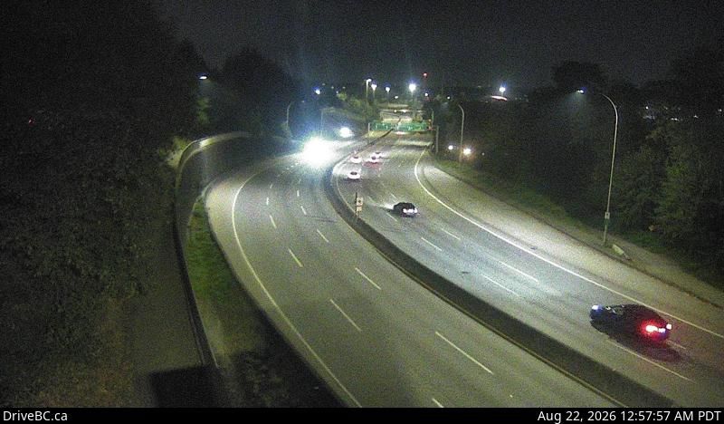 Traffic Cam Vancouver › South-West: Hwy 1, south end of Ironworkers Memorial Bridge, looking eastbound toward the Cassiar Tunnel