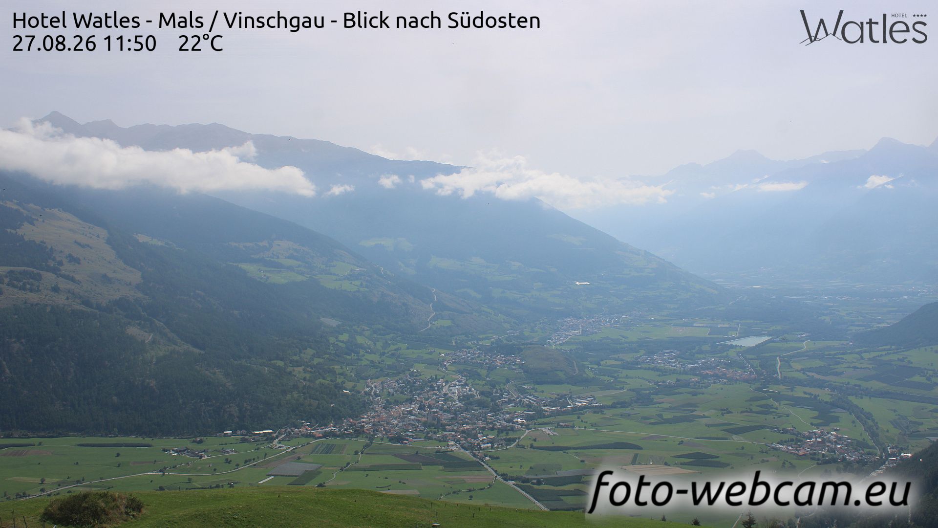 Traffic Cam Pramajur - Pramaggiore: Hotel Watles - Mals - Vinschgau - Blick nach Südosten