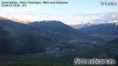 Preview delle webcam di Pramajur - Pramaggiore: Hotel Watles - Mals - Vinschgau - Blick nach Südosten