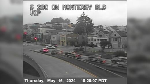 Traffic Cam San Francisco › South: TV320 -- I-280 : On Monterey Bl