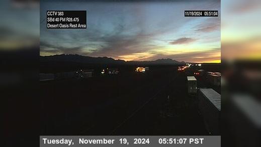 Traffic Cam San Bernardino › East: I-40 : (383) At Desert Oasis Rest Area