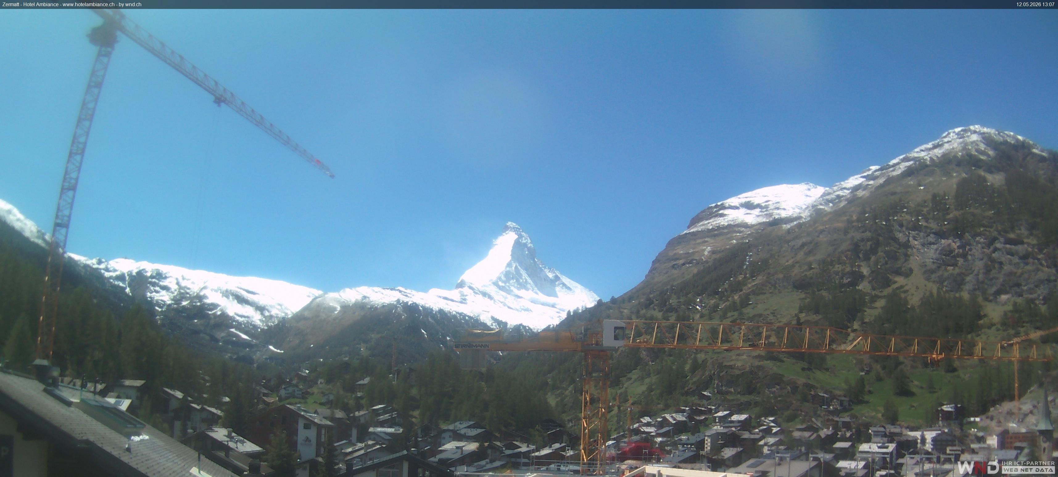 Zermatt: Blick auf das Matterhorn vom Balkon des Hotel Ambiance