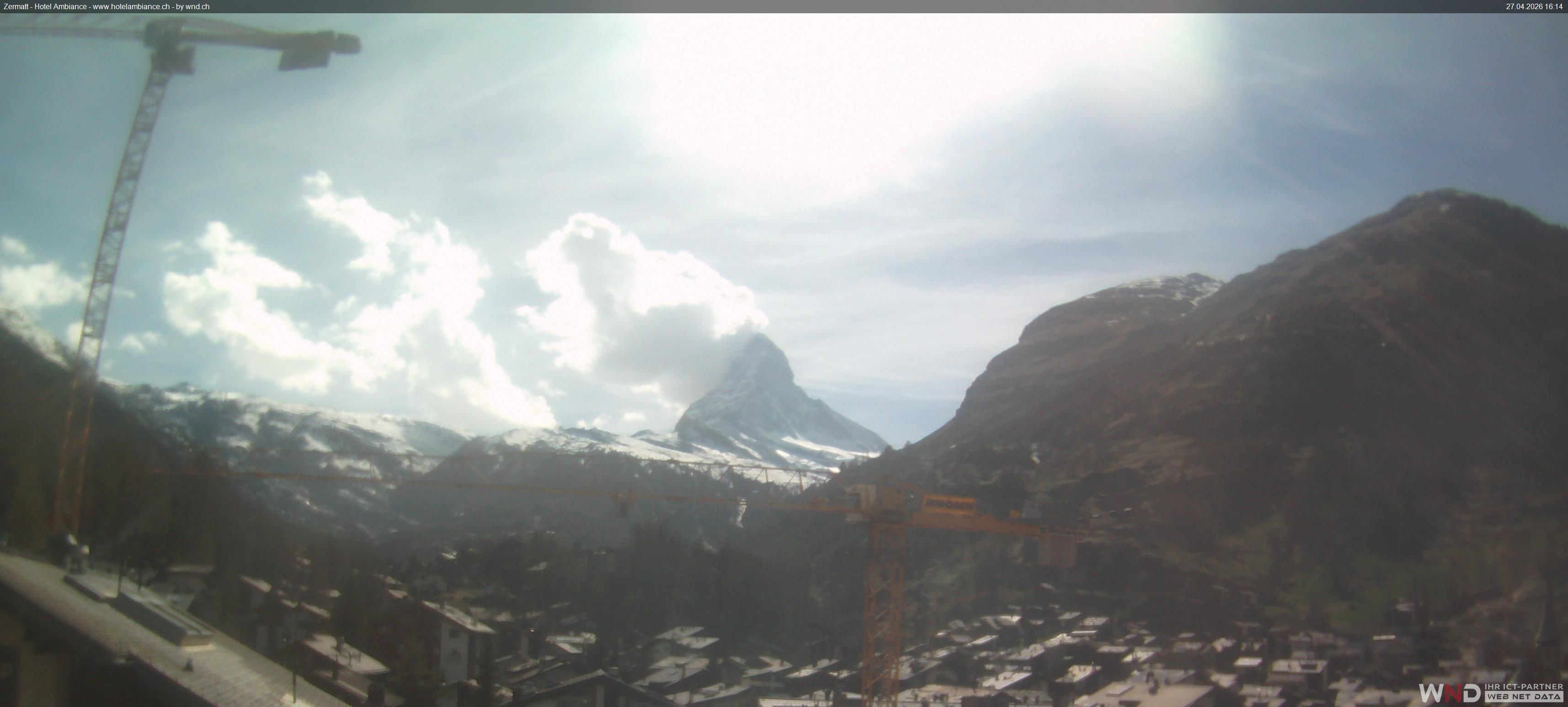 Zermatt: Blick auf das Matterhorn vom Balkon des Hotel Ambiance