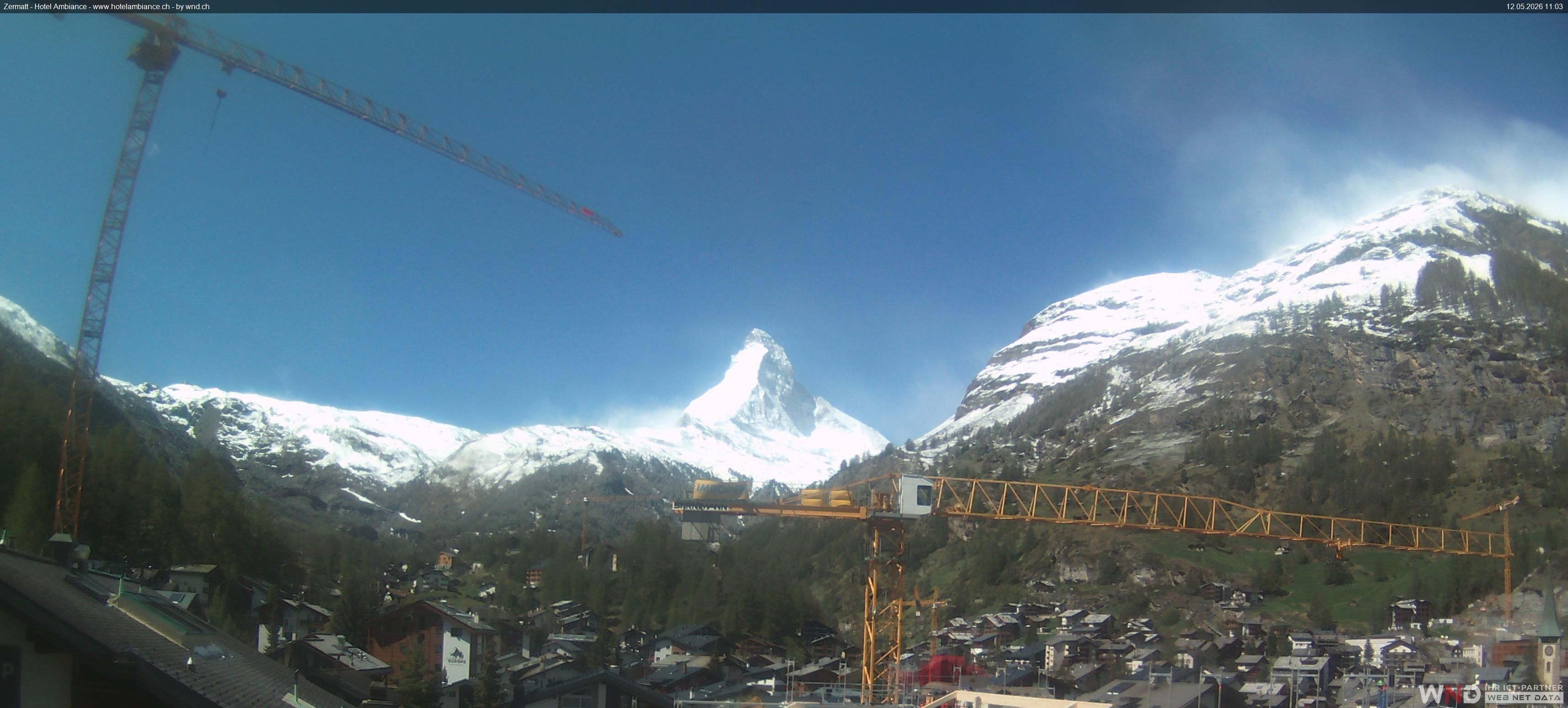 Zermatt: Blick auf das Matterhorn vom Balkon des Hotel Ambiance