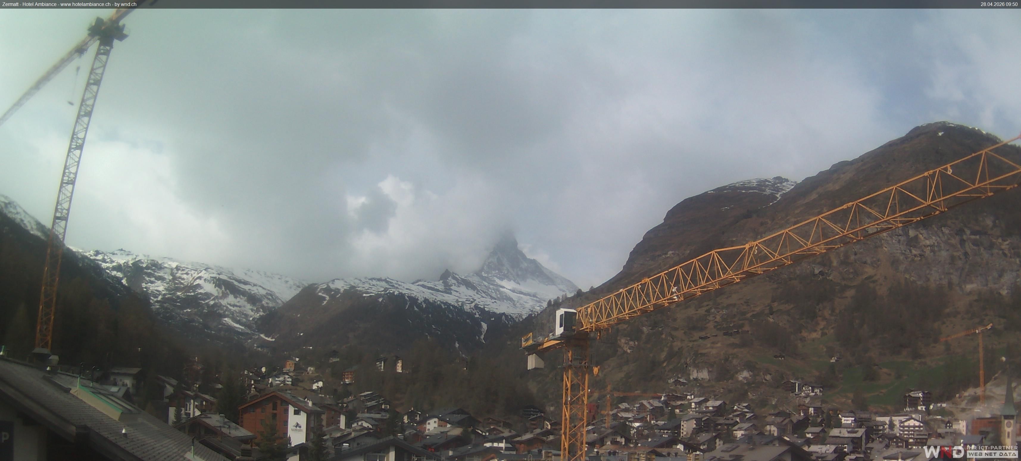 Zermatt: Blick auf das Matterhorn vom Balkon des Hotel Ambiance