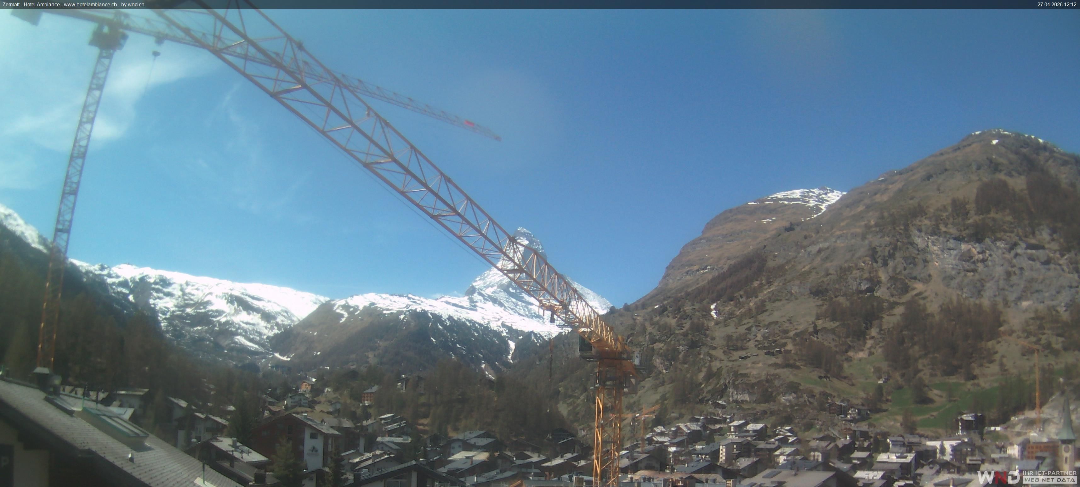 Zermatt: Blick auf das Matterhorn vom Balkon des Hotel Ambiance