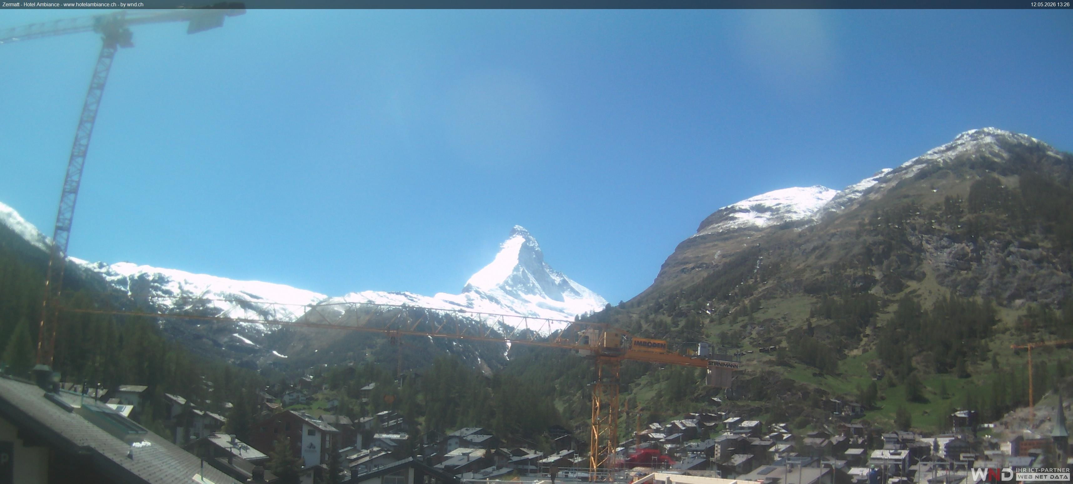 Zermatt: Blick auf das Matterhorn vom Balkon des Hotel Ambiance