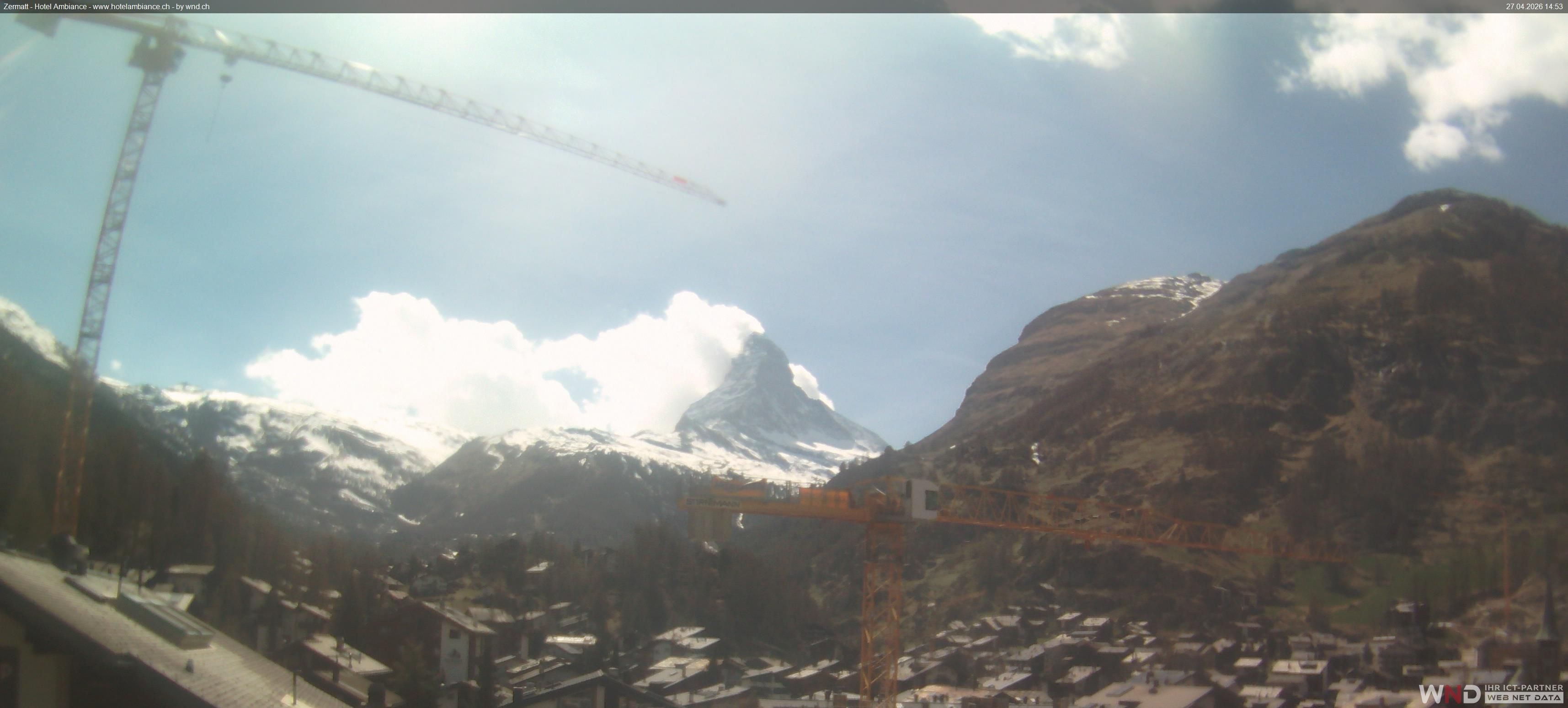 Zermatt: Blick auf das Matterhorn vom Balkon des Hotel Ambiance