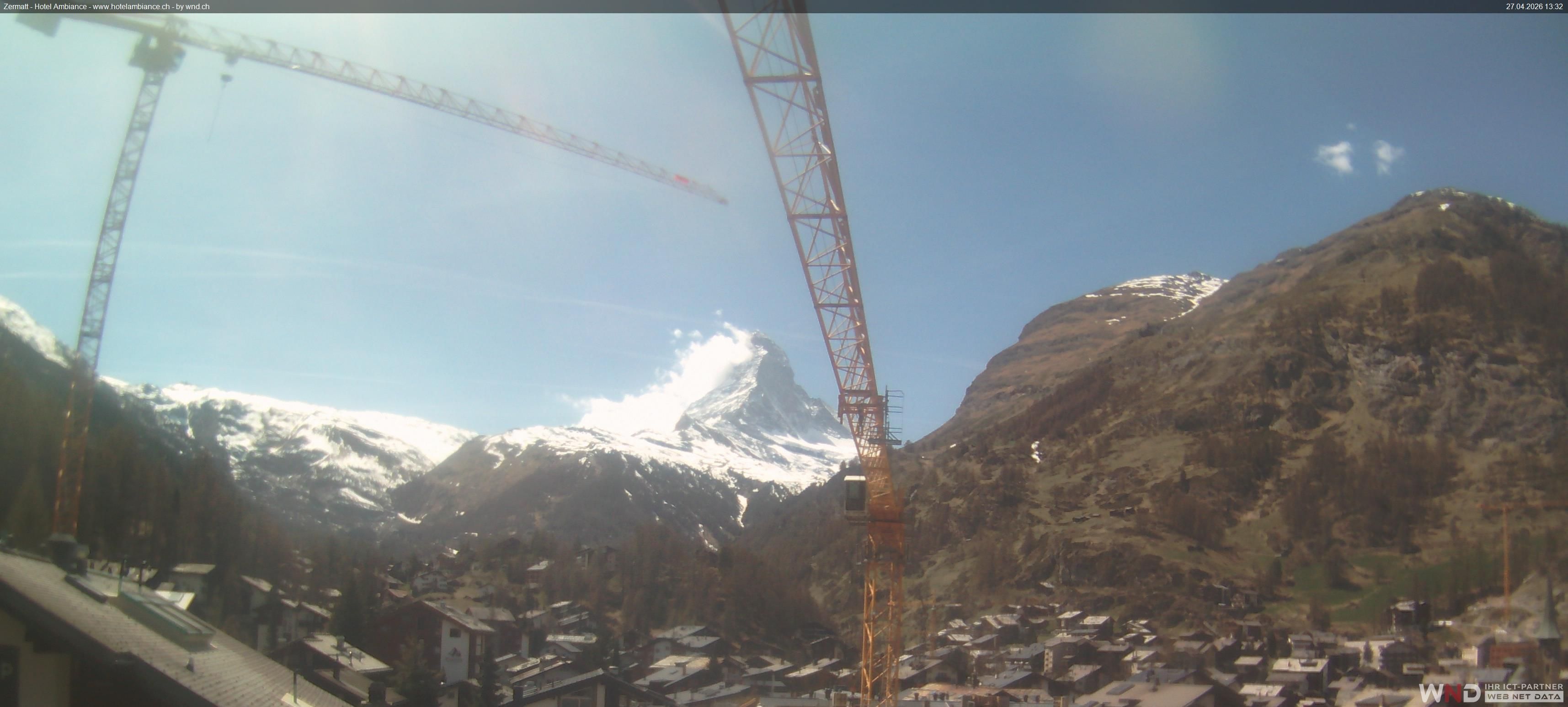 Zermatt: Blick auf das Matterhorn vom Balkon des Hotel Ambiance