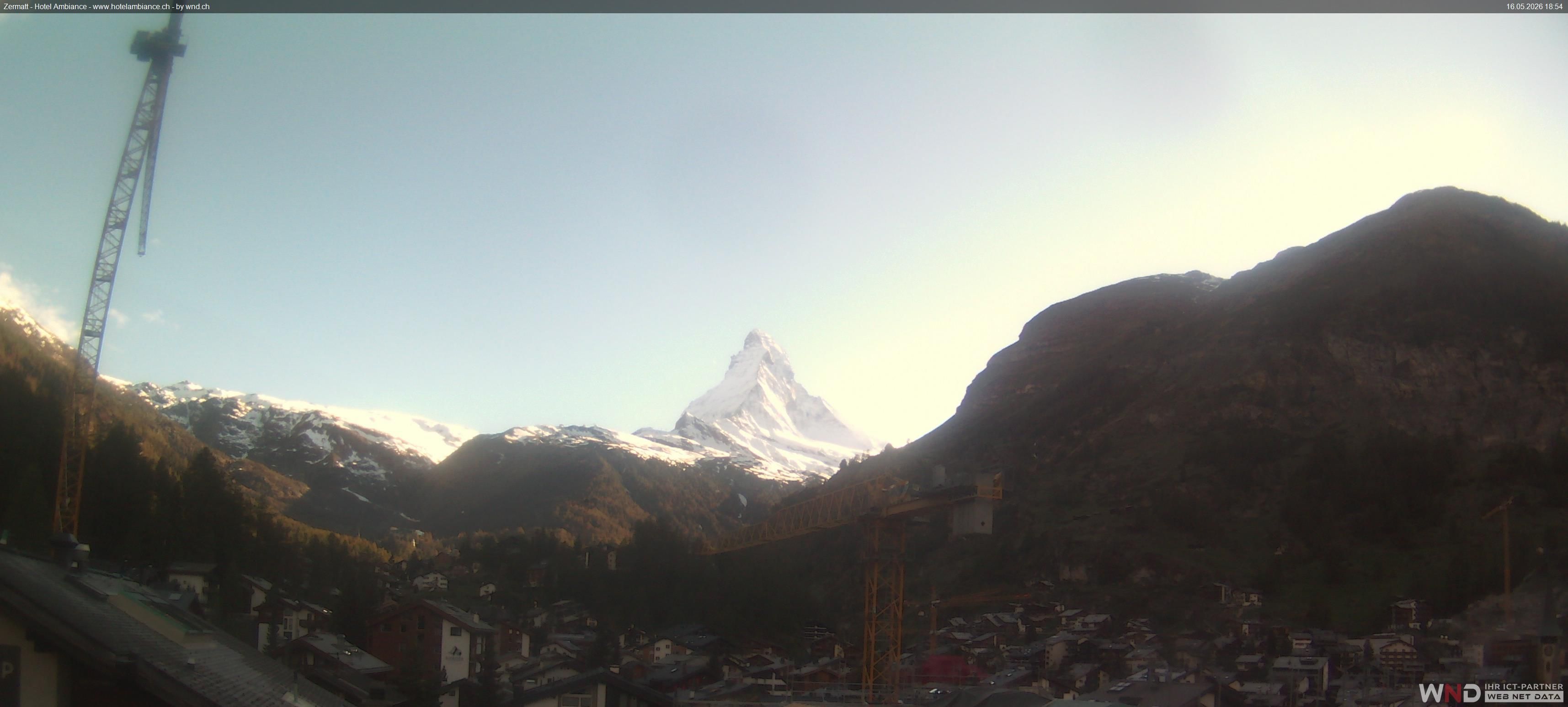 Zermatt: Blick auf das Matterhorn vom Balkon des Hotel Ambiance