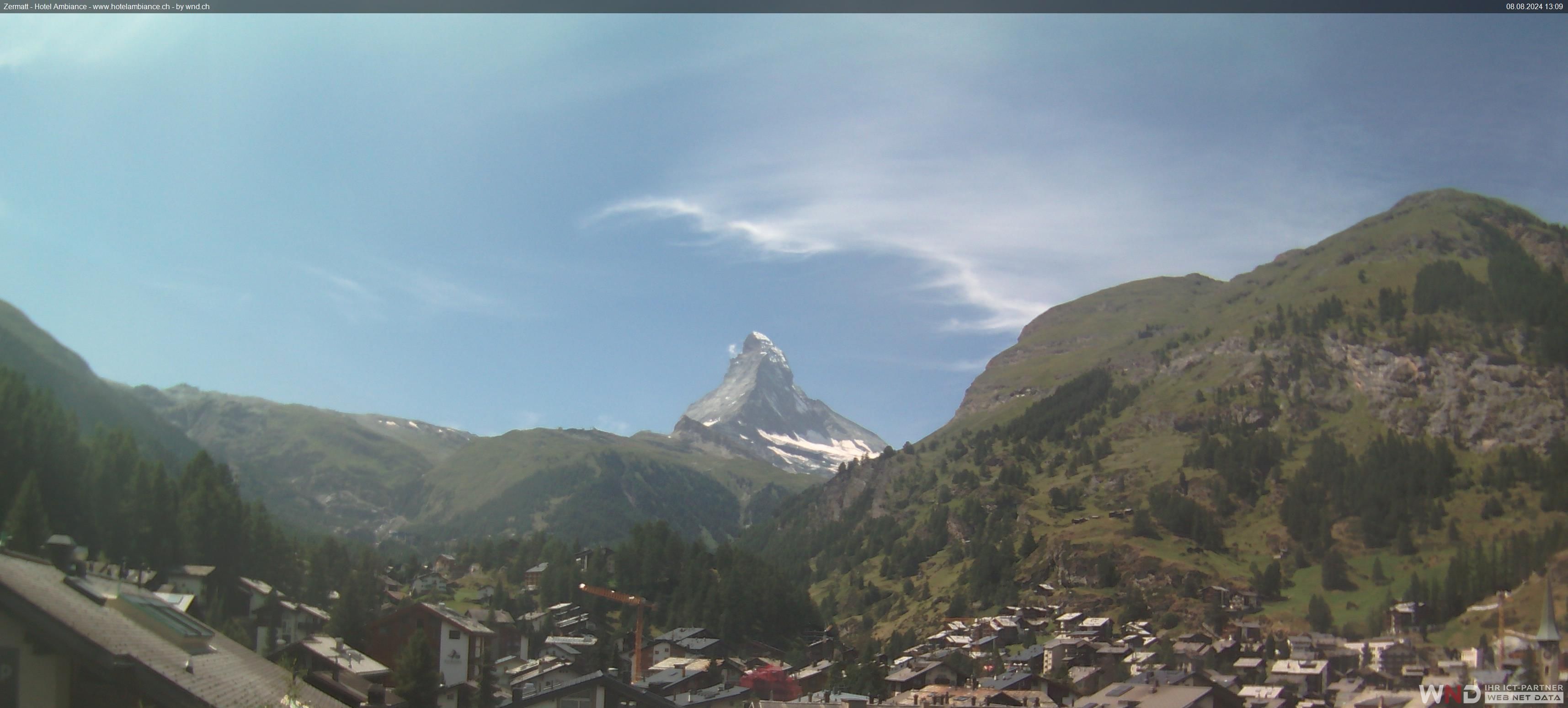 Zermatt: Blick auf das Matterhorn vom Balkon des Hotel Ambiance