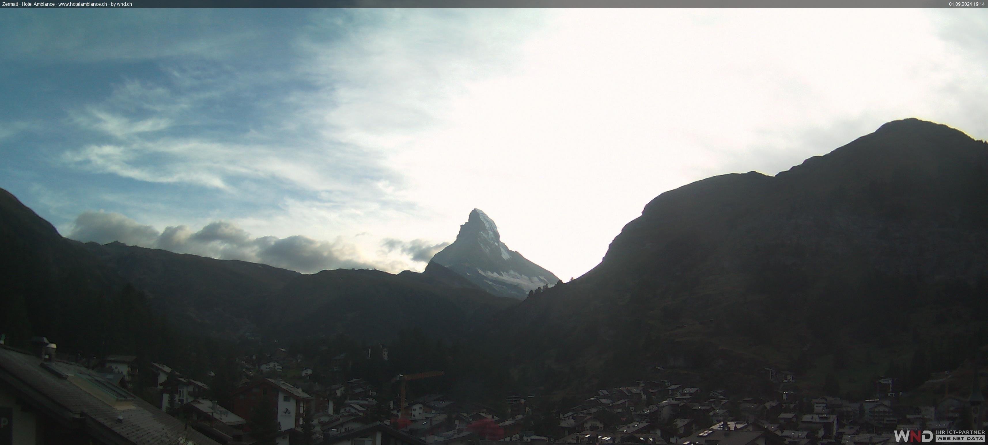 Zermatt: Blick auf das Matterhorn vom Balkon des Hotel Ambiance