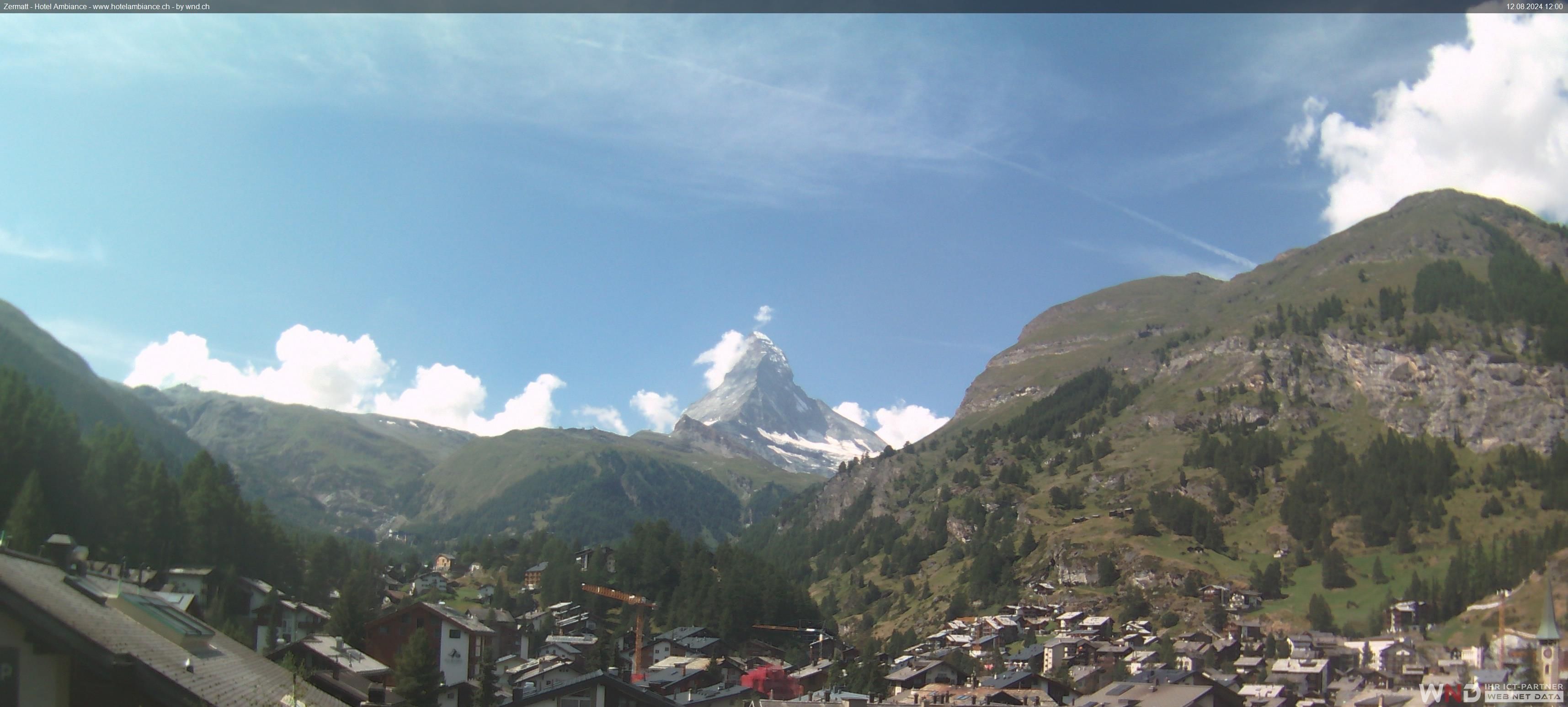 Zermatt: Blick auf das Matterhorn vom Balkon des Hotel Ambiance