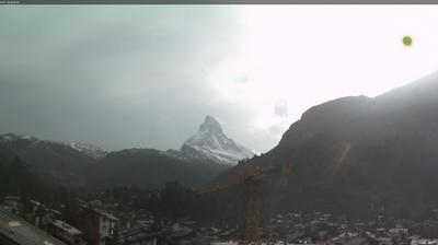 Zermatt: Blick auf das Matterhorn vom Balkon des Hotel Ambiance