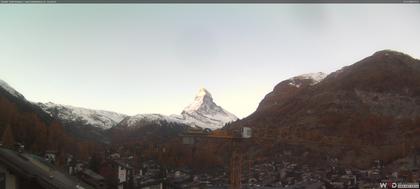 Zermatt: Blick auf das Matterhorn vom Balkon des Hotel Ambiance