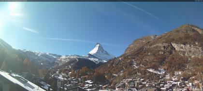 Zermatt: Blick auf das Matterhorn vom Balkon des Hotel Ambiance