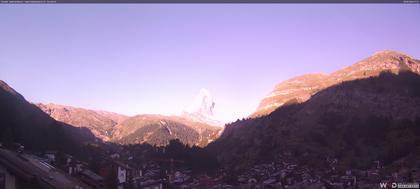 Zermatt: Blick auf das Matterhorn vom Balkon des Hotel Ambiance