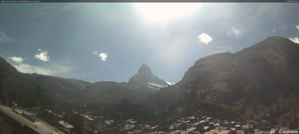 Zermatt: Blick auf das Matterhorn vom Balkon des Hotel Ambiance