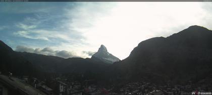 Zermatt: Blick auf das Matterhorn vom Balkon des Hotel Ambiance