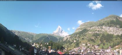 Zermatt: Blick auf das Matterhorn vom Balkon des Hotel Ambiance