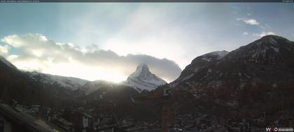 Zermatt: Blick auf das Matterhorn vom Balkon des Hotel Ambiance