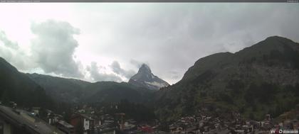 Zermatt: Blick auf das Matterhorn vom Balkon des Hotel Ambiance