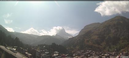 Zermatt: Blick auf das Matterhorn vom Balkon des Hotel Ambiance