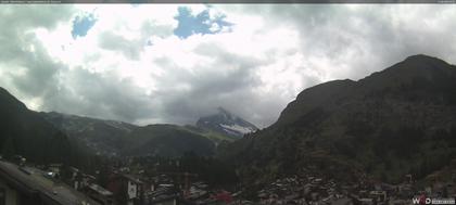 Zermatt: Blick auf das Matterhorn vom Balkon des Hotel Ambiance