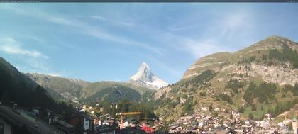 Zermatt: Blick auf das Matterhorn vom Balkon des Hotel Ambiance