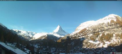 Zermatt: Blick auf das Matterhorn vom Balkon des Hotel Ambiance