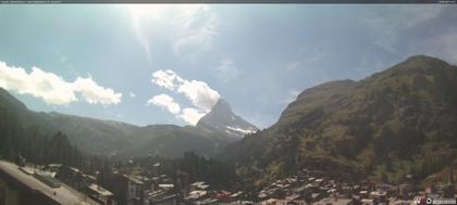 Zermatt: Blick auf das Matterhorn vom Balkon des Hotel Ambiance