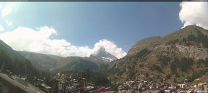 Zermatt: Blick auf das Matterhorn vom Balkon des Hotel Ambiance