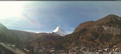 Zermatt: Blick auf das Matterhorn vom Balkon des Hotel Ambiance