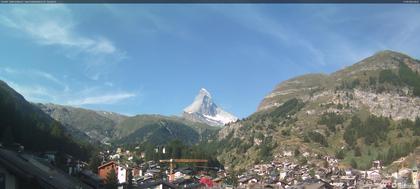 Zermatt: Blick auf das Matterhorn vom Balkon des Hotel Ambiance