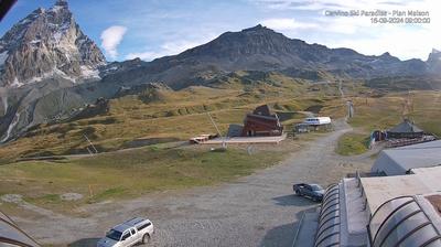 immagine della webcam nei dintorni di Cervinia Cime Bianche: webcam Cervinia Plan Maison