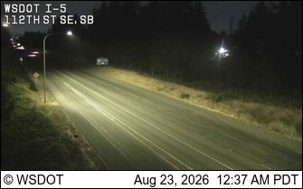 Traffic Cam Brier: I-5 at MP 187.4: 112th St SW, SB