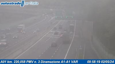 Preview delle webcam di Ca' Migliorini: A01 km. 220,058 PMV n. 3 Diramazione A1-A1 VAR