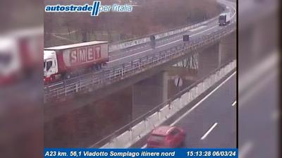Preview delle webcam di Cavazzo Carnico: A23 km. 56,1 Viadotto Somplago itinere nord