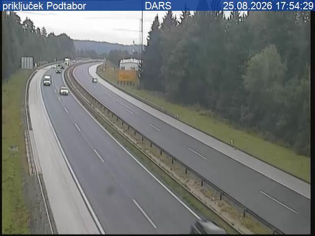 Traffic Cam Podbrezje: A2/E61, Karavanke - Ljubljana, priključek Podtabor