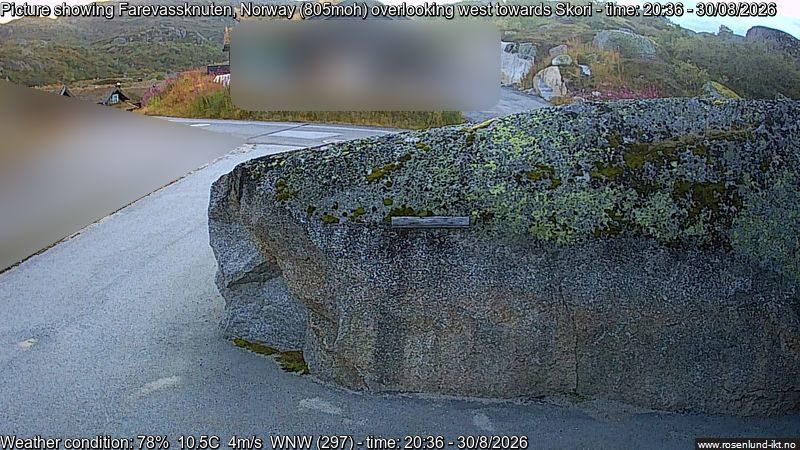 Traffic Cam Ljosland › West: Farevassknutan - Vest - Farevassknutan, Åseral