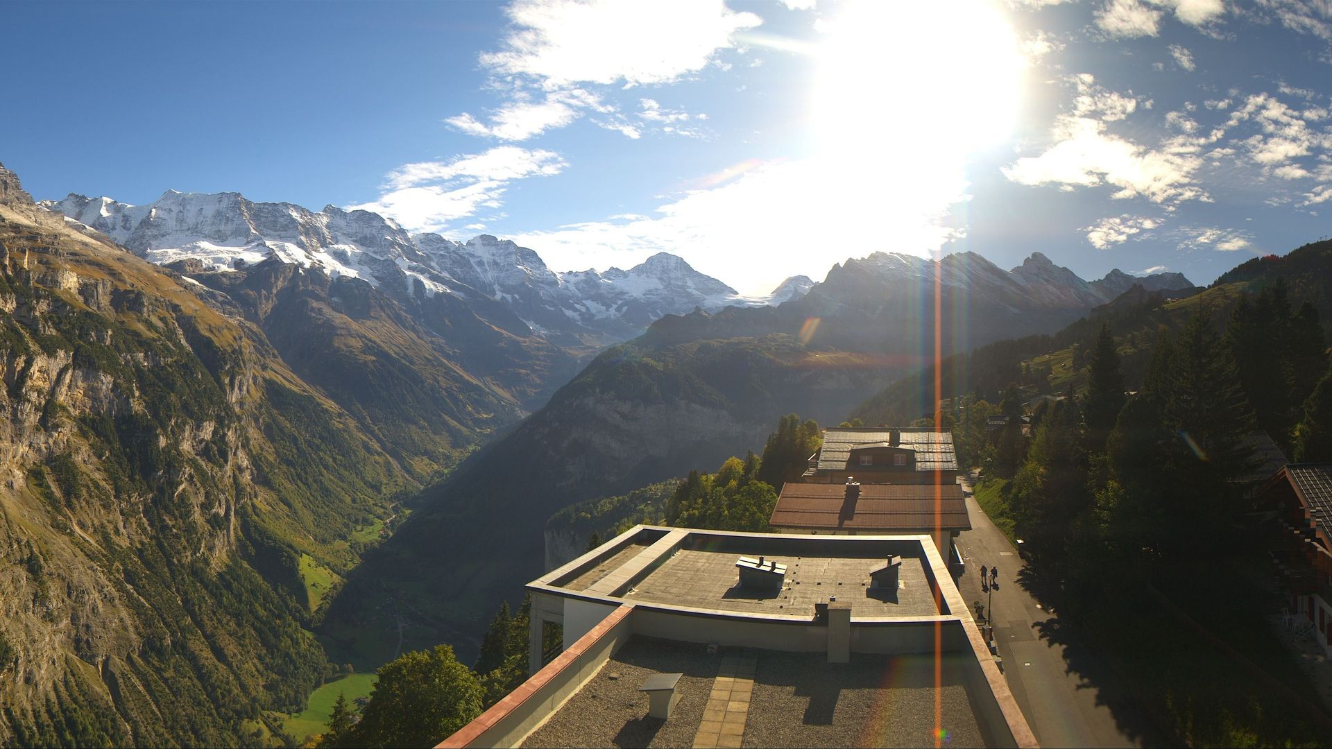 Traffic Cam Murren: Eiger Mönch Silberhorn vom Hotel Edelweiss*** in - aus gesehen