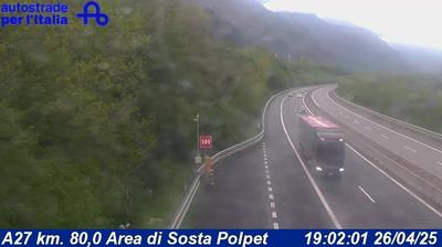 Preview delle webcam di Ponte nelle Alpi: A27 km. 80,0 Area di Sosta Polpet