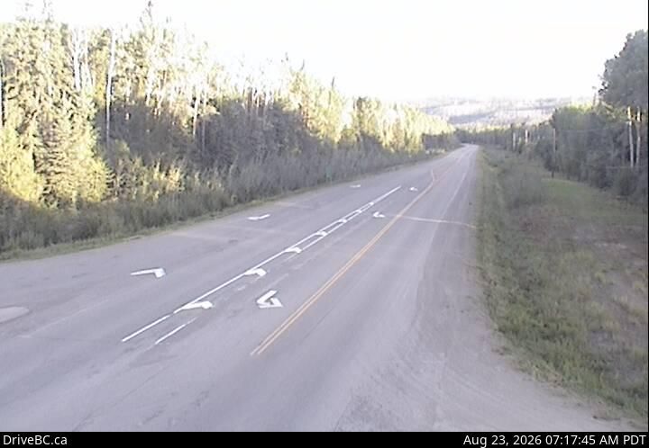 Traffic Cam Regional District of Bulkley-Nechako › West: Hwy 16 at Augier Rd, about 22 km east of Burns Lake, looking west