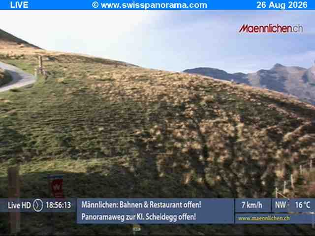 Traffic Cam Grindelwald: Männlichen, Blick zur Jungfrau