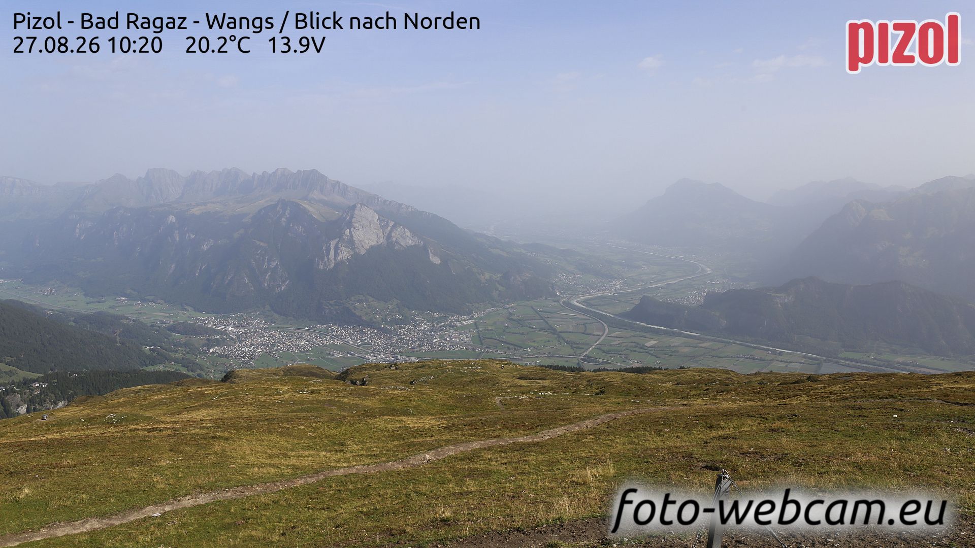 Traffic Cam Pfafers: Pizol - Bad Ragaz - Wangs - Blick nach Norden