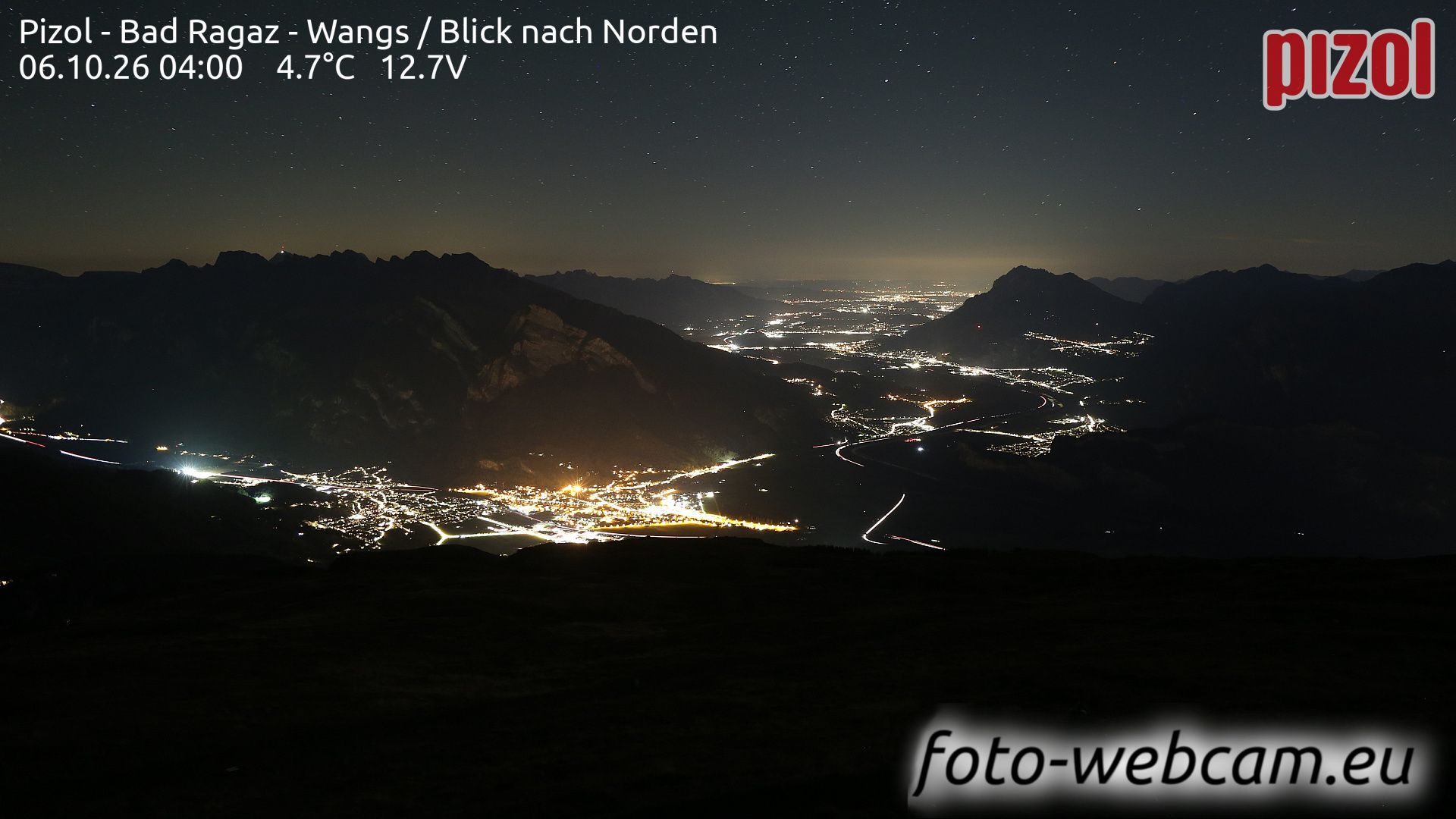 Pfäfers › Norden: Pizol - Bad Ragaz - Wangs - Blick nach Norden
