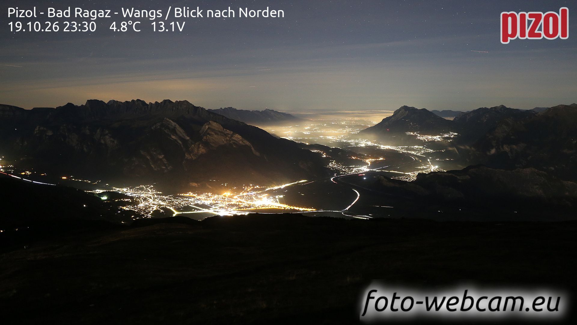 Pfäfers › Norden: Pizol - Bad Ragaz - Wangs - Blick nach Norden